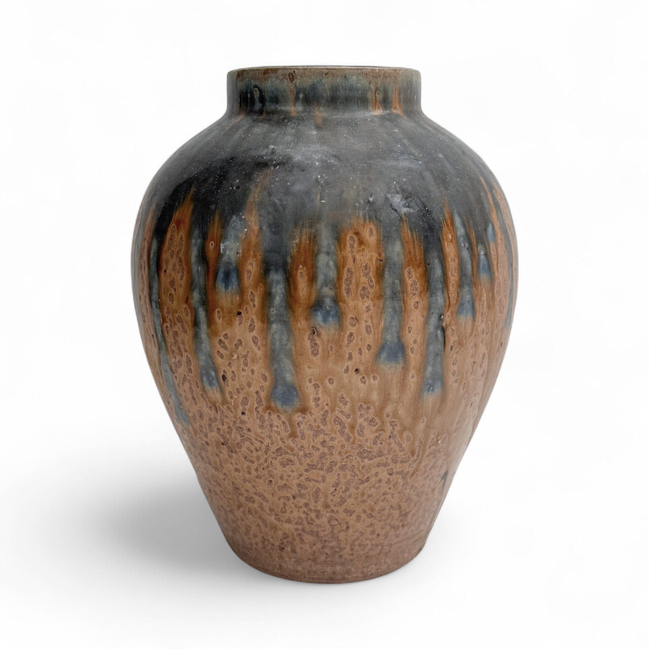 Blue and Beige Drip Glazed Vase