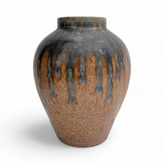 Blue and Beige Drip Glazed Vase