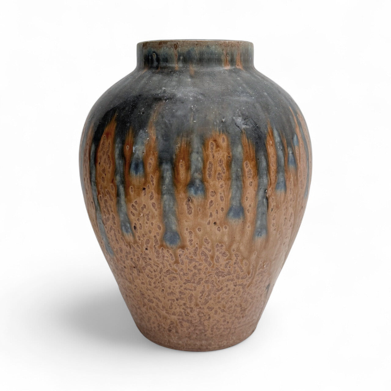 Blue and Beige Drip Glazed Vase