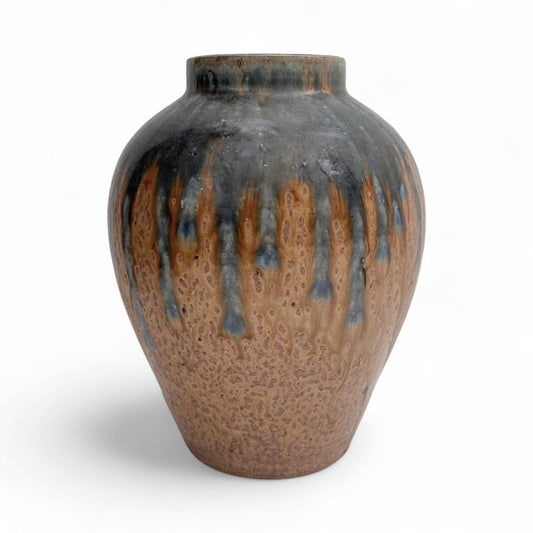 Blue and Beige Drip Glazed Vase