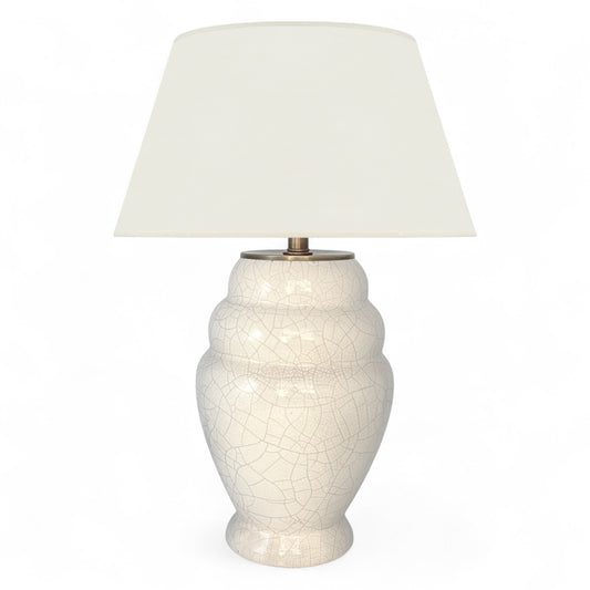 White Crackled Glazed Table Lamp