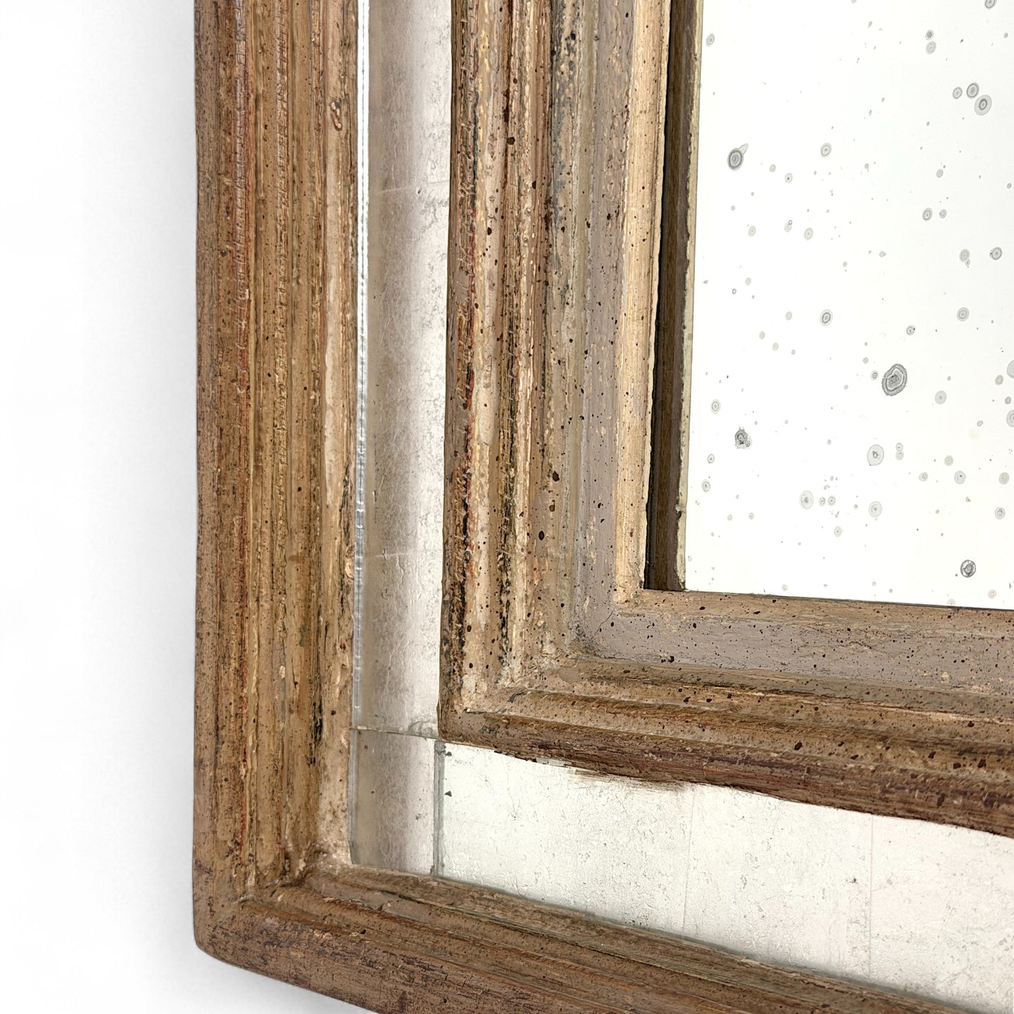 French Antique Layered Wood Frame Mirror