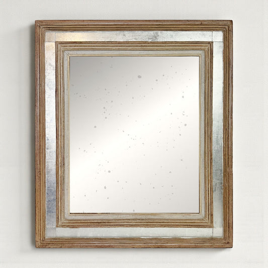 French Antique Layered Wood Frame Mirror