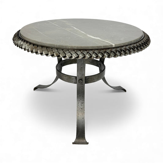 Round Braided Steel Side Table, 1950s France