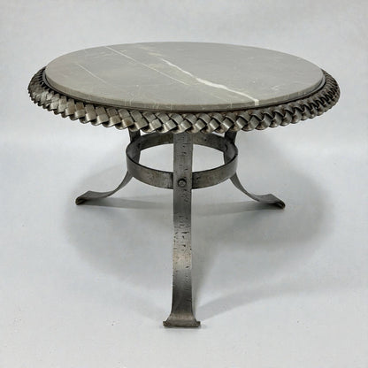 Round Braided Steel Side Table, 1950s France