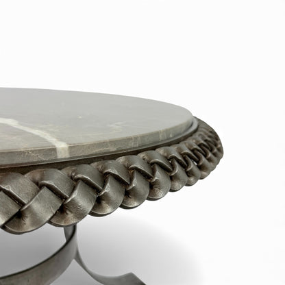 Round Braided Steel Side Table, 1950s France