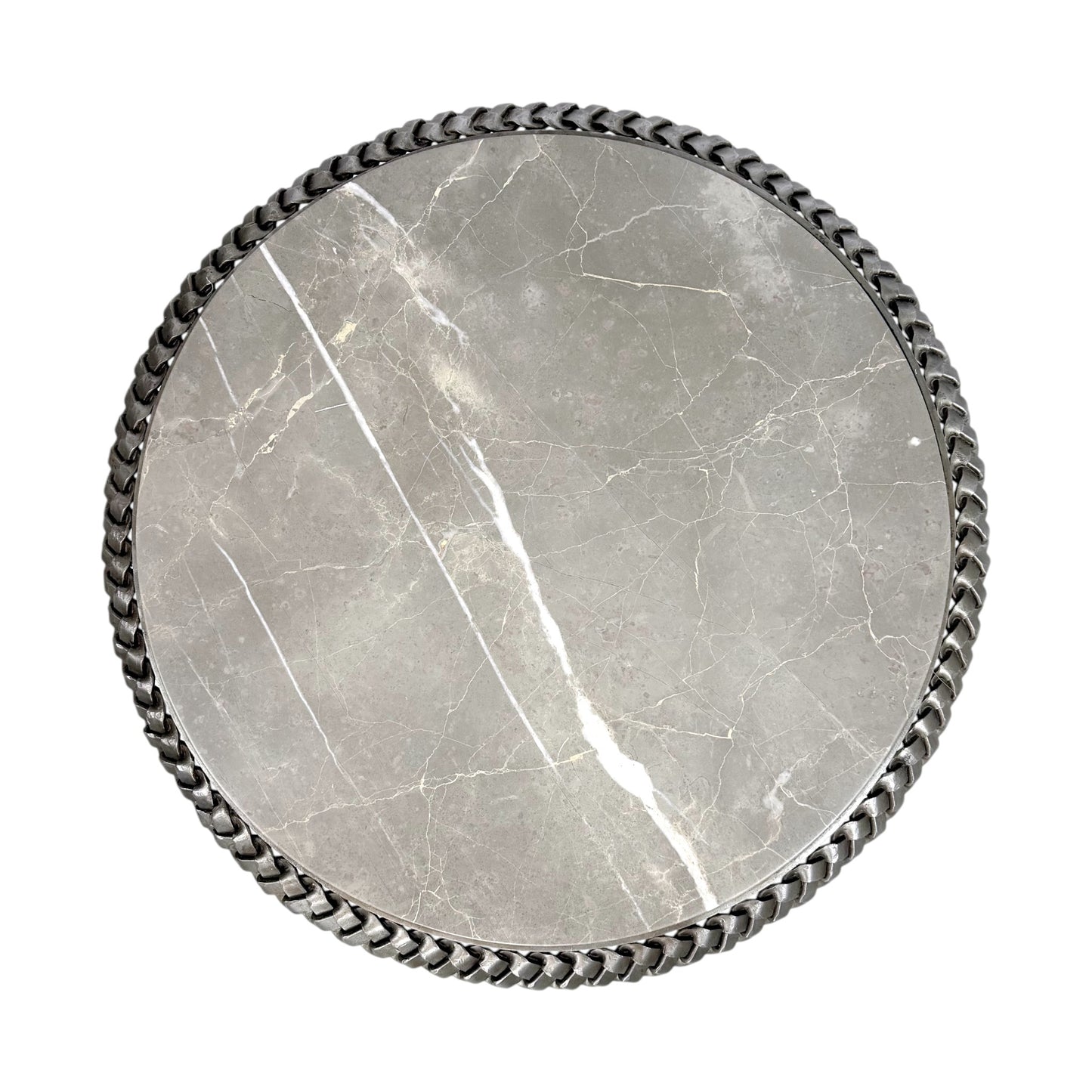 Round Braided Steel Side Table, 1950s France