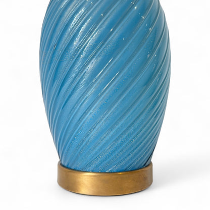 Blue Swirl Murano Glass Table Lamp