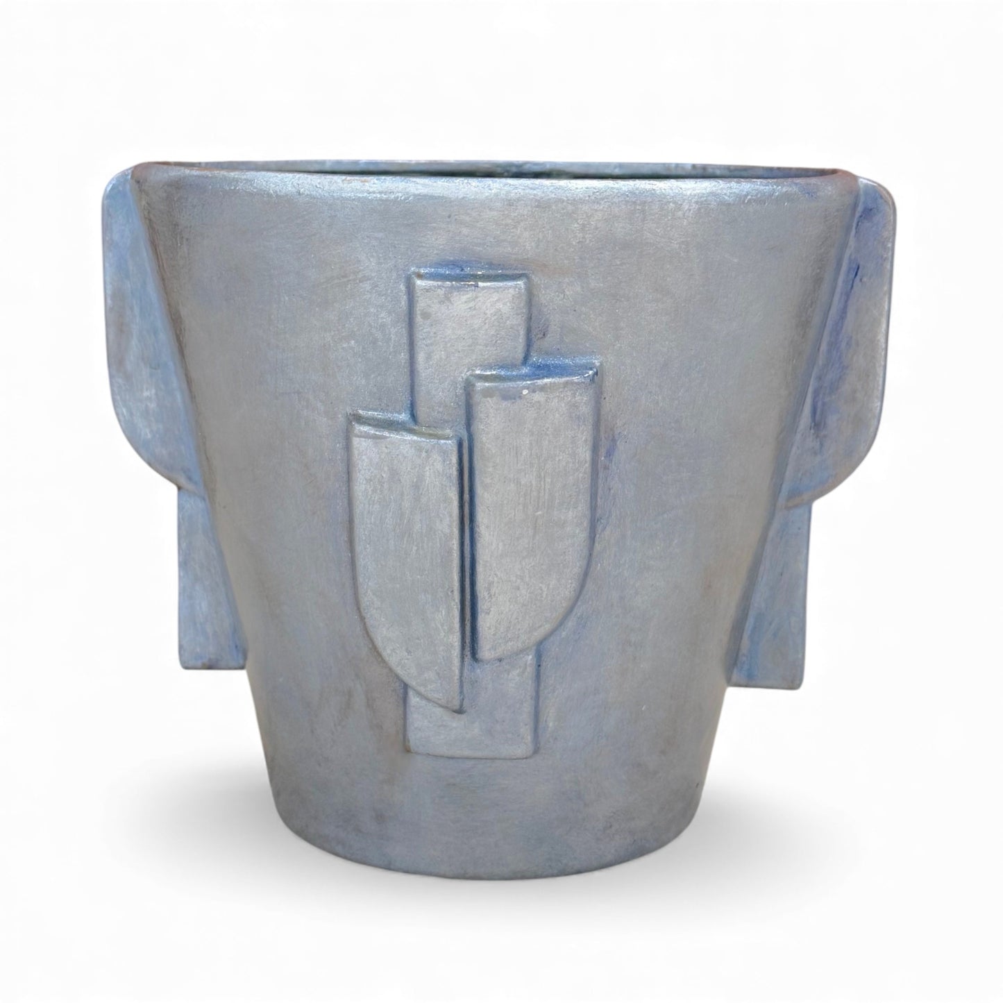 Steel Blue Enameled Plant Pot