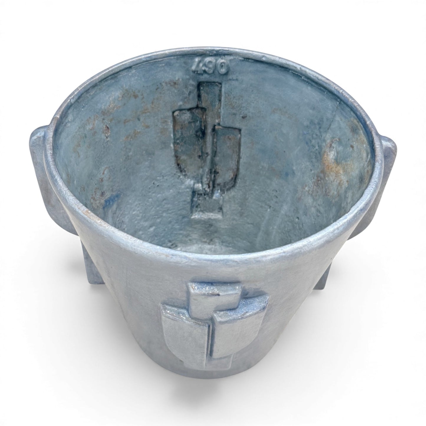 Steel Blue Enameled Plant Pot