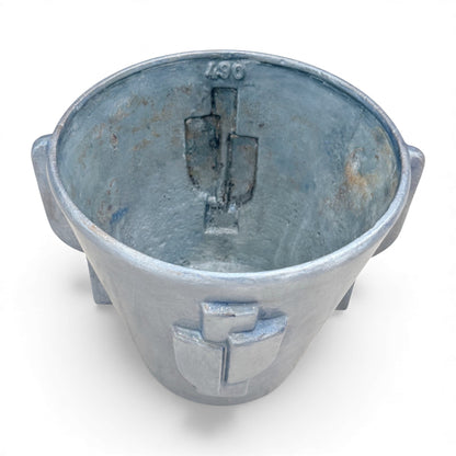 Steel Blue Enameled Plant Pot