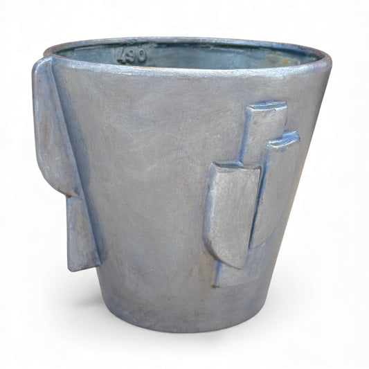 Steel Blue Enameled Plant Pot