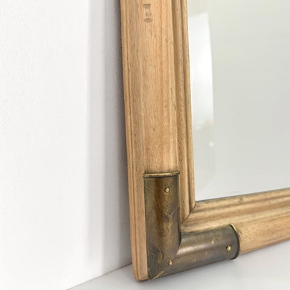 Bleached Wood Mirror with Brass Corners
