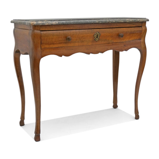 Walnut Table with Gray Marble Top