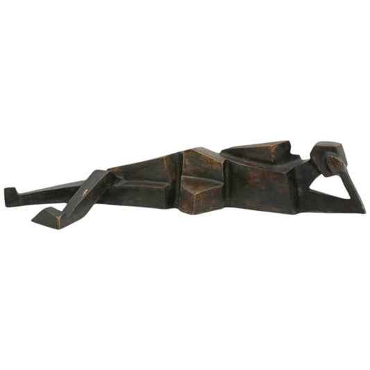 French Bronze Cubist Female Sculpture by Donald Laborie