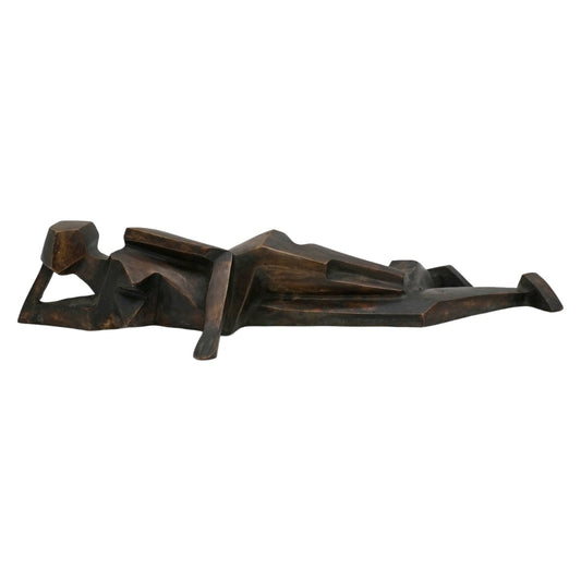 French Bronze Cubist Female Sculpture by Donald Laborie
