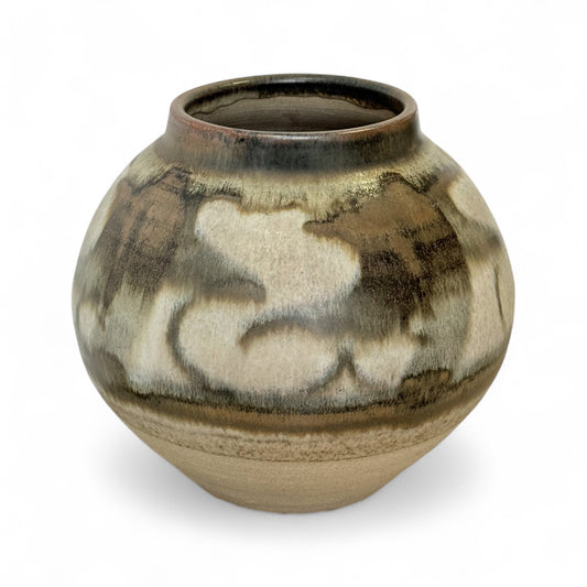 Handmade Brown and Beige Stoneware Vase