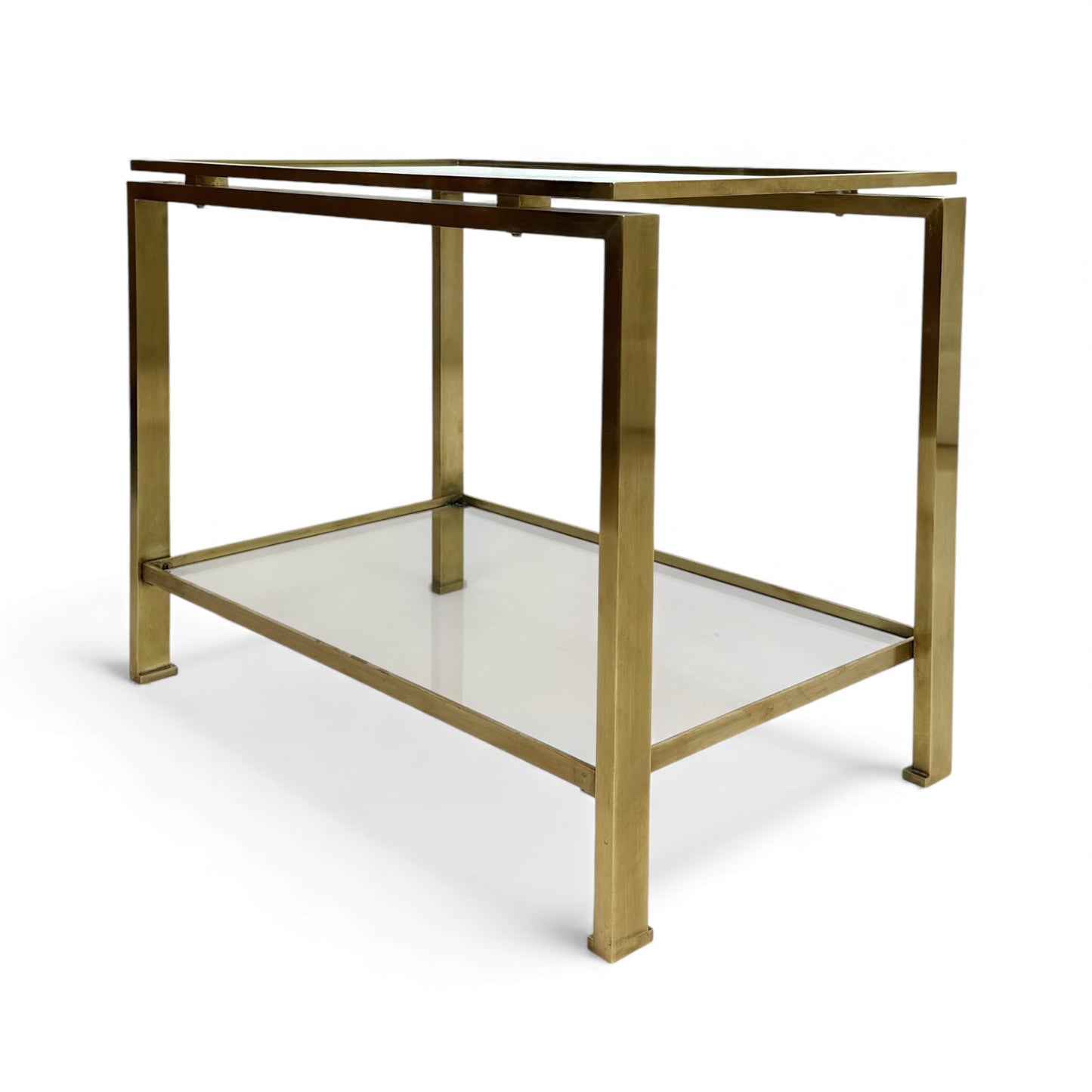 Brass and Glass Side Table by Guy Le Fevre