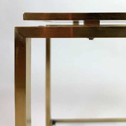 Brass and Glass Side Table by Guy Le Fevre