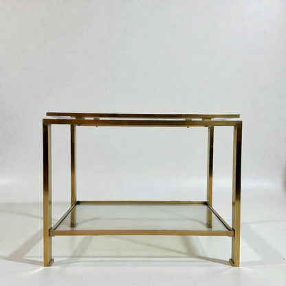 Brass and Glass Side Table by Guy Le Fevre