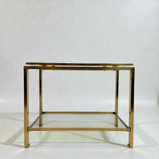 Brass and Glass Side Table by Guy Le Fevre
