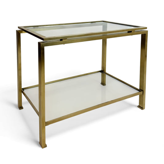 Brass and Glass Side Table by Guy Le Fevre