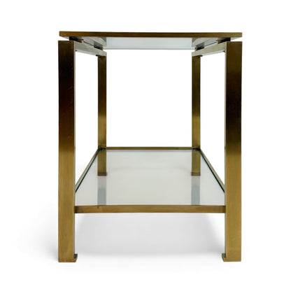 Brass and Glass Side Table by Guy Le Fevre