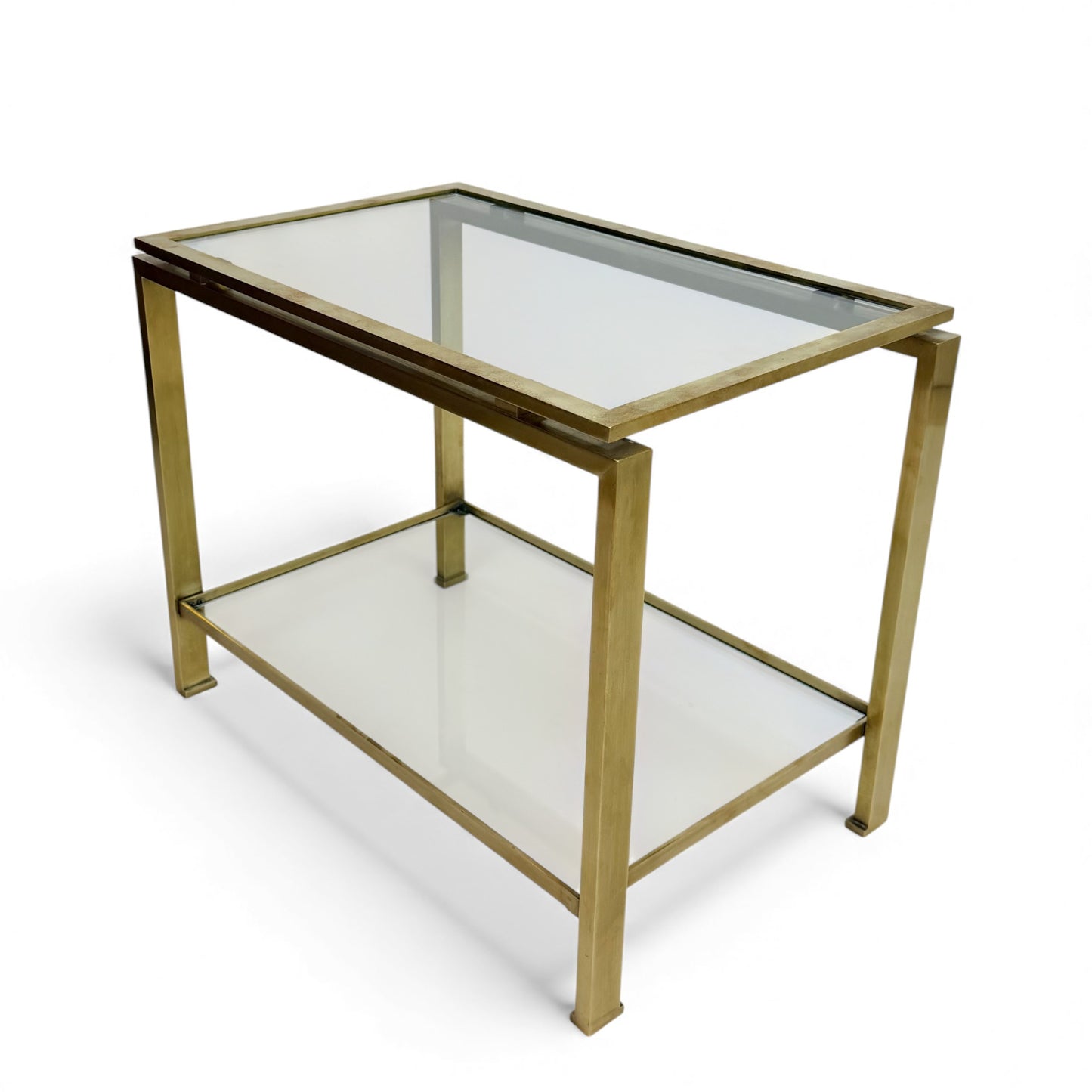 Brass and Glass Side Table by Guy Le Fevre