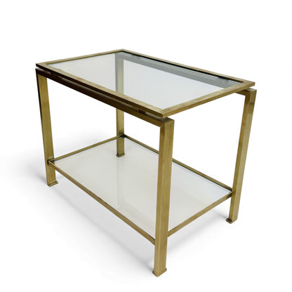 Brass and Glass Side Table by Guy Le Fevre