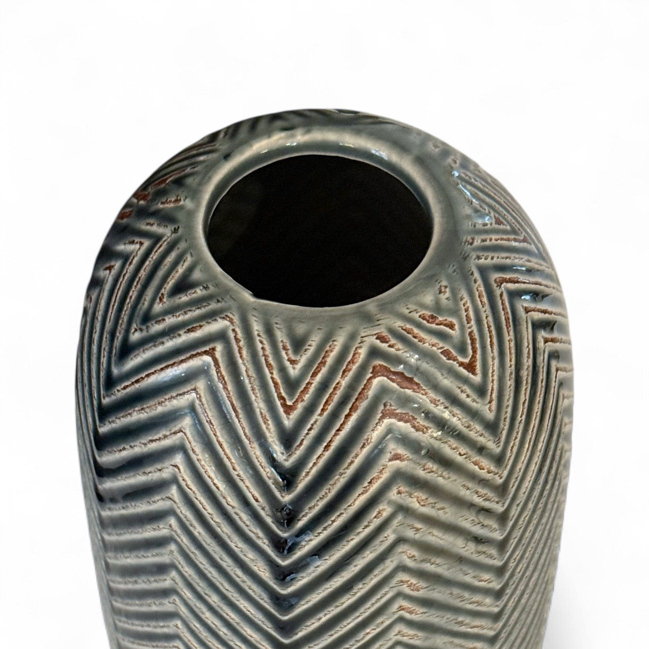 Navy Chevron Ceramic Vase