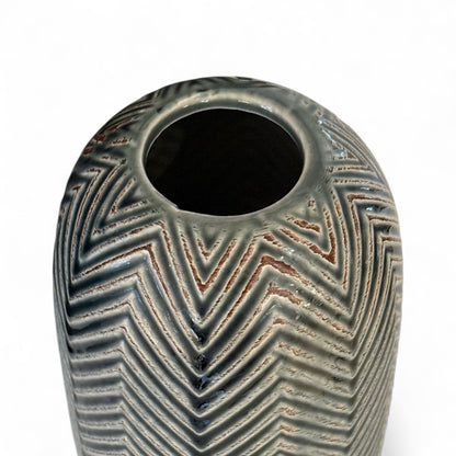 Navy Chevron Ceramic Vase