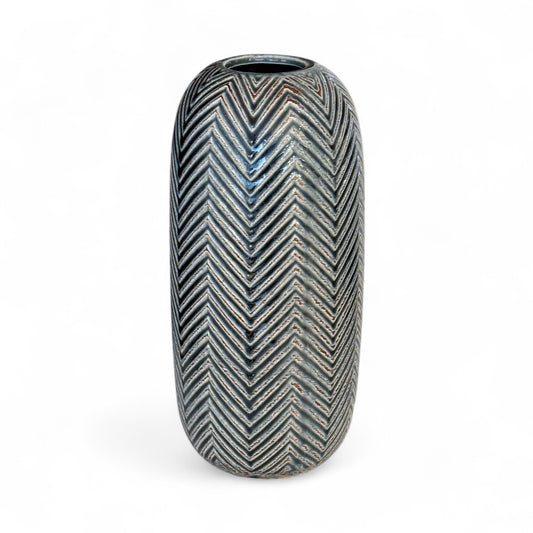 Navy Chevron Ceramic Vase