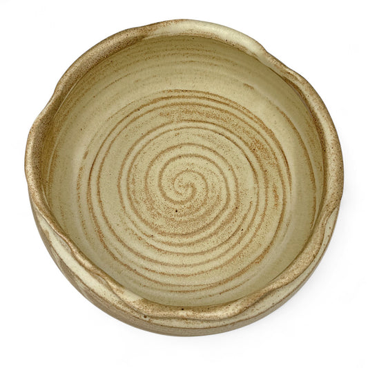 Handmade Beige Stoneware Bowl