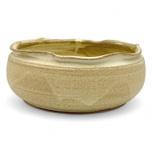 Handmade Beige Stoneware Bowl