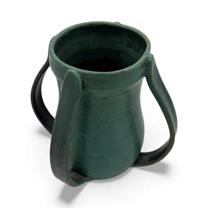 Green Stoneware Handled Vase