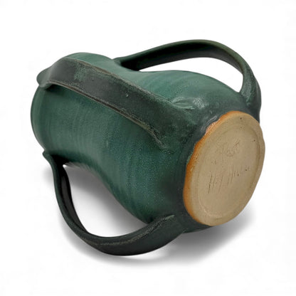 Green Stoneware Handled Vase