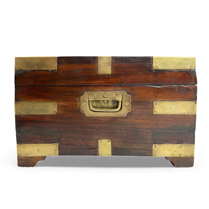 Large Anglo-Indian Dark Teak and Brass Box, 19th Century