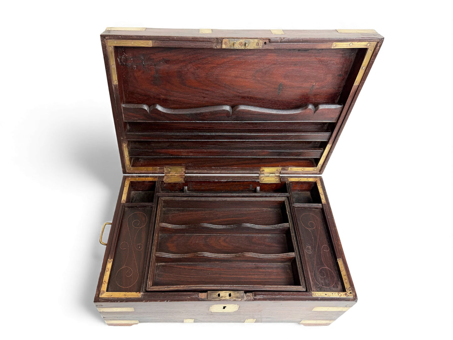 Large Anglo-Indian Dark Teak and Brass Box, 19th Century