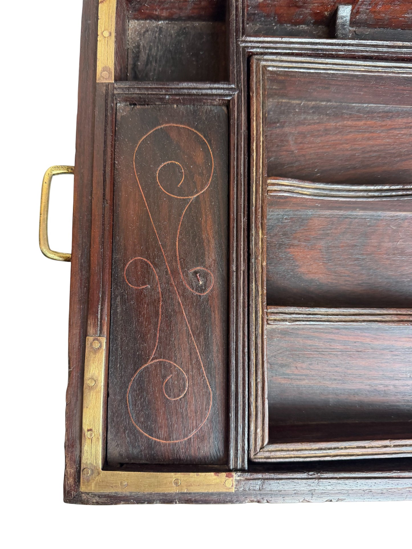 Large Anglo-Indian Dark Teak and Brass Box, 19th Century