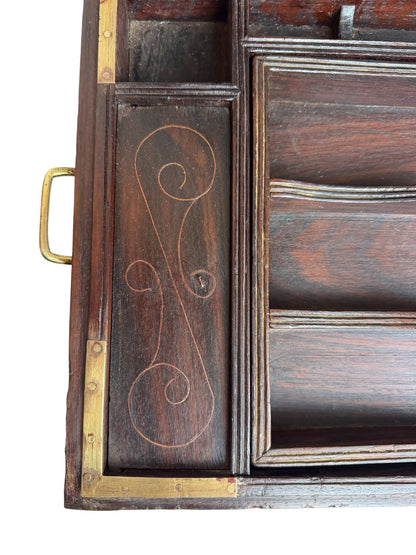 Large Anglo-Indian Dark Teak and Brass Box, 19th Century