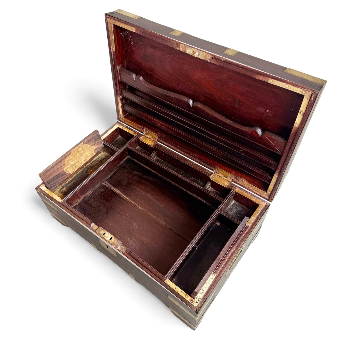 Large Anglo-Indian Dark Teak and Brass Box, 19th Century