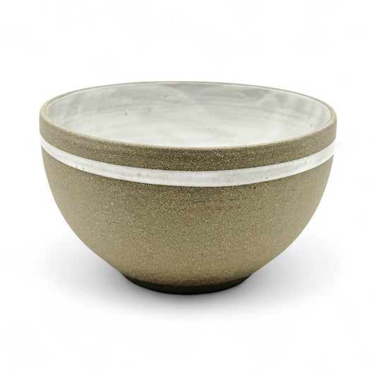 Handmade Beige Stoneware Bowl