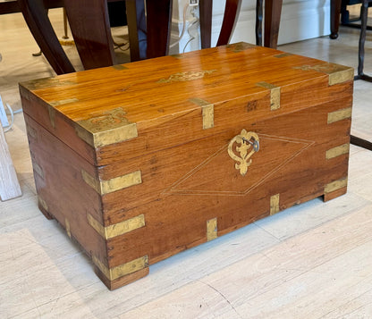 Anglo Indian Teak and Brass Trunk, 19th Century