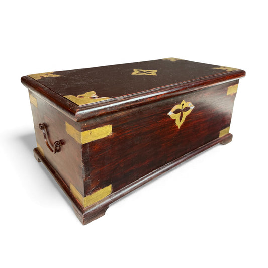 Dark Teak and Brass Anglo Indian Correspondence Box, 19th Century