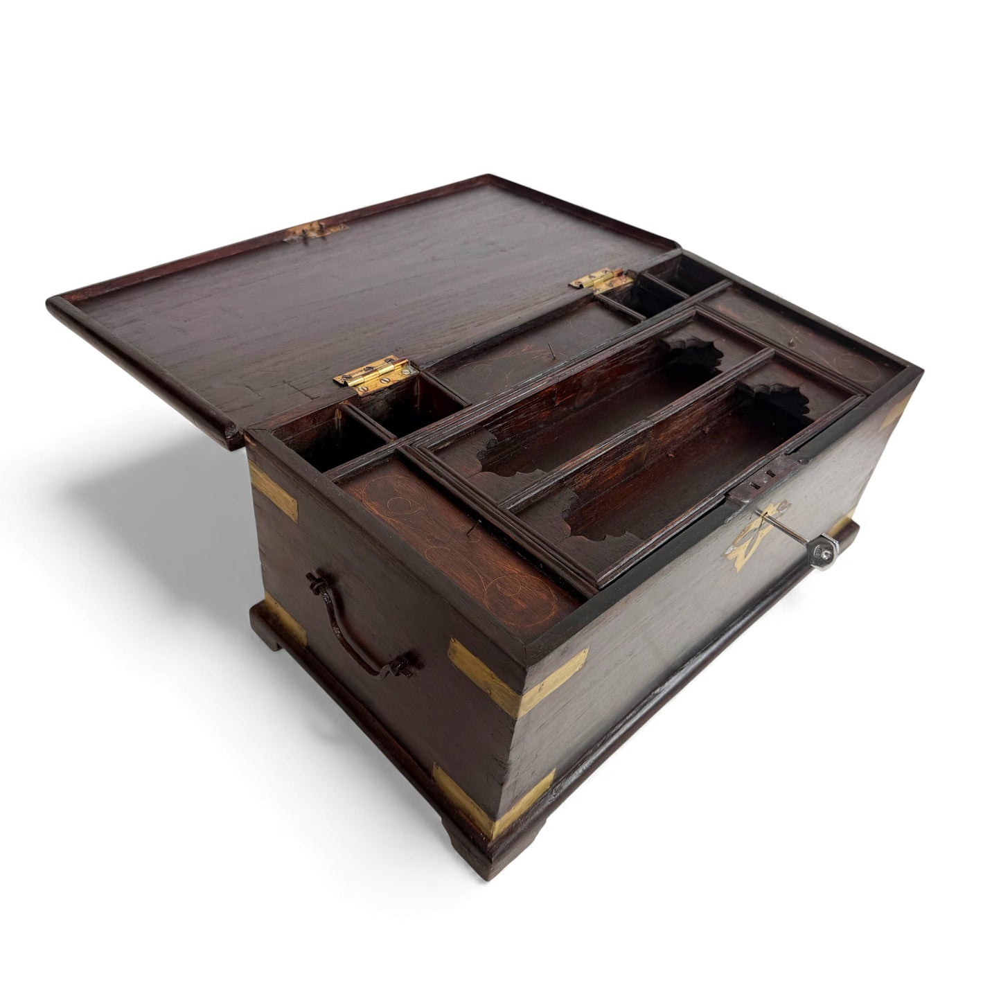 Dark Teak and Brass Anglo Indian Correspondence Box, 19th Century