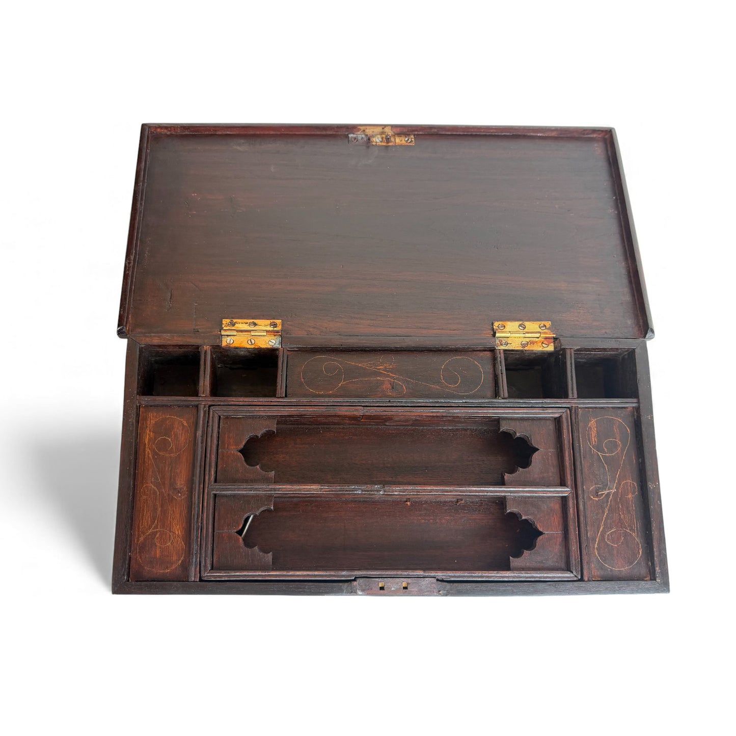 Dark Teak and Brass Anglo Indian Correspondence Box, 19th Century