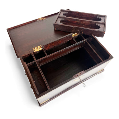 Dark Teak and Brass Anglo Indian Correspondence Box, 19th Century