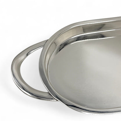 Long English Silver Plate Tray with Handles, 1930s