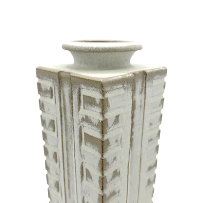 Square Tapered  Column Form Stoneware Vase