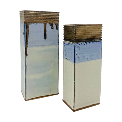 Rectangular Column Form Stoneware Vase